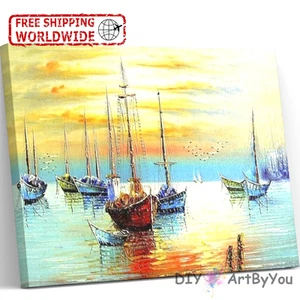 Paint By Numbers Canvas Art Draw Artist Painting Oil Kit Home Decor Boat Adult - Picture 1 of 9
