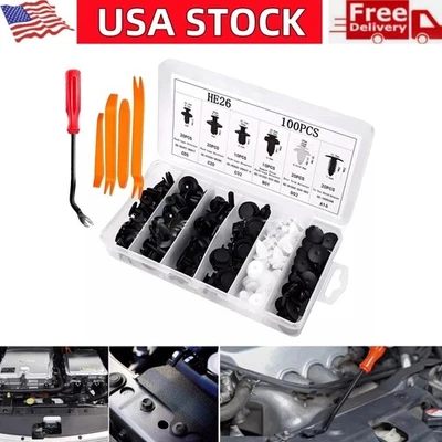 100Pcs Car Bumper Hood Clips Retainer Rivet Fastener Fender Push Pin For Lexus  - Image 1 of 4