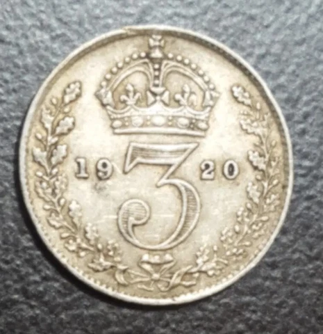 1920 GREAT BRITAIN 3 PENCE OLD XF SILVER COIN KM 813 BETTER GRADE Cover