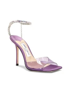 Jimmy Choo Saeda 100 Plexi Sandals Wisteria & Aurora Purple Heels 38.5 $1150 - Picture 1 of 11