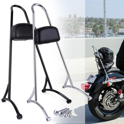 Respaldo de pasajero negro/cromo barra Sissy para Harley Sportster XL1200 883 1200 Foto 1 de 4