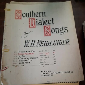 Sweet Miss Mary Piano Sheet Music 1904 Southern Dialect Song W.H. Neidlinger - Picture 1 of 7