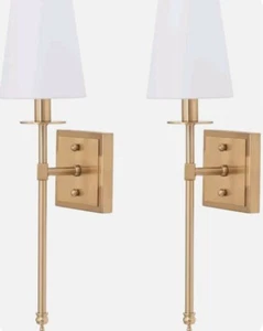 VILUXY Modern Wall Sconces Antique Brass Brush Paint Finish Bedside Wall Sconce  - Picture 1 of 10