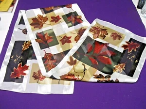 SCARF - WOMAN'S SCARF DECORATED WITH LEAVES OF FALL COLORS by KIM ROGERS - Picture 1 of 7