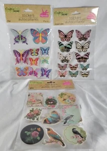 Lote de 3 Paquetes de Pegatinas Pop-Up Cuadradas Artesanos Flores Mariposa Pájaros Brillo - Imagen 1 de 8