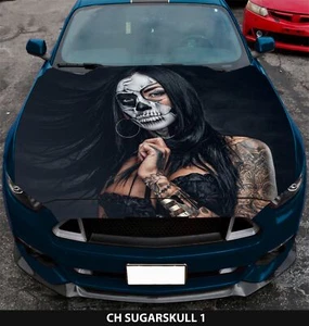 Sugarskull Skull Girl Vinyl Car Hood Wrap Full Color Graphics Decal Sticker  - Bild 1 von 1