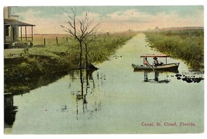 Canal Scene and Boat in St Cloud FL 1911 - Imagen 1 de 1
