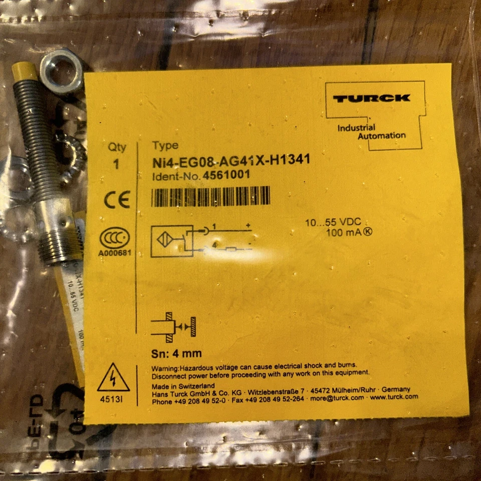 TURCK Ni4-EG08-AG41X-H1341 Proximity Sensor  No.4561001. NEW!        AG - Image 1 of 1