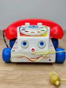 Vintage Cute 🔥Fisher Price Chatter Telephone ROTARY PHONE w/ pull string ⚡🚚 - Picture 1 of 12