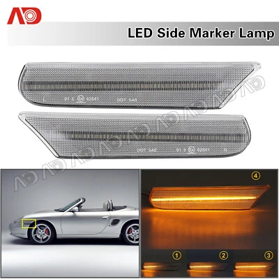 2X Sequential LED Side Marker Light For Porsche 1997-2004 Boxster 1998-2005 911 - Изображение 1 из 4