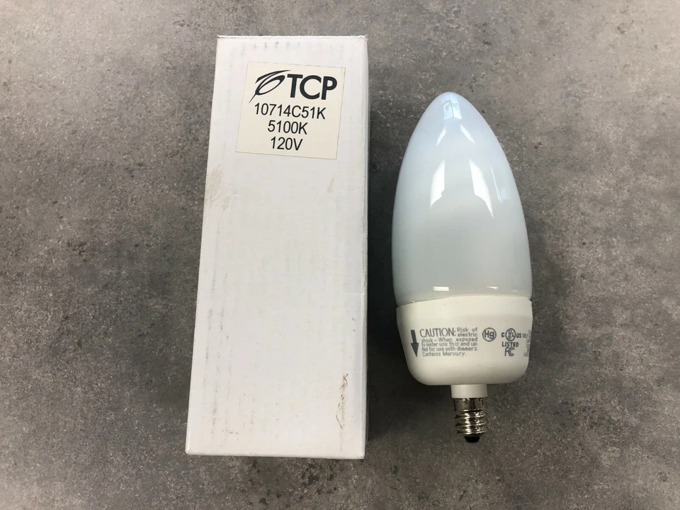 TCP 10714C 5100K 14W Compact Fluorescent Lamp Candelabra Base - Image 1 of 4