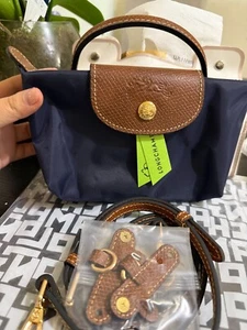 LONGCHAMP Le pliage Mini Bag Pouch In marine/navy with strap - Picture 1 of 4