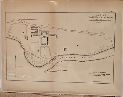 Antique 1878 Map: Watertown Arsenal, Massachusetts, 9x12, Historical Map - Image 1 of 4