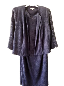 MAYA BROOKE Womens Dress Navy Blue Size 18W 2Pc Embellished Formal Jacket NWT - Picture 1 of 15