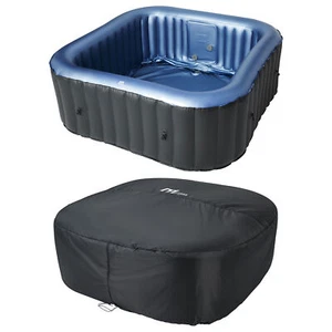 MSpa Square Inflatable 4 to 6 Person Bubble Spa w/Energy Efficient Cover, Tekapo - Picture 1 of 12