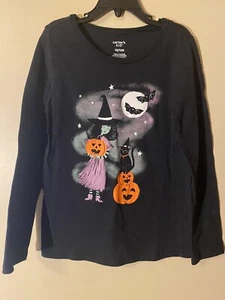 Carter’s Kid Girls Halloween Witch And Cat Shirt Size 10 - Picture 1 of 4