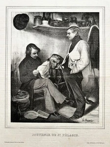 Honoré DAUMIER - Souvenir de Ste Pélagie, petite planche. 1834. Lithographie. - Imagen 1 de 3