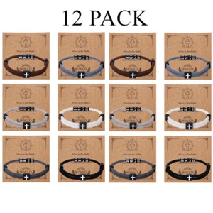 6/12 Pack WWJD Bracelets What Would Jesus Do Cross Cord Fundraiser Wristbands - Picture 1 of 12