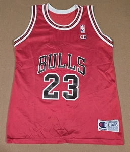 Vintage 90s Champion Michael Jordan Chicago Bulls Jersey Kids L 14-16 RARE USA - Picture 1 of 7