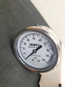 TRERICE 1/4 Tube Stub 2.5" PRESSURE GAUGE 0-100PSI MAX RANGE D87LFSS2502TSLA100 - Picture 1 of 6