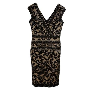 Tadashi Shoji Lace Overlay Sheath Dress Women 10 Cocktail Wedding Embroidered - Picture 1 of 15