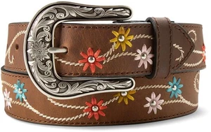 Ariat Western Womens Belt Leather Embroidered Multicolor Flowers Brown A1567502 - Picture 1 of 1