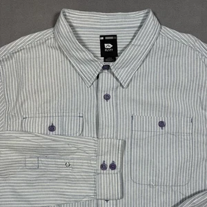 Rusty Men’s Large Long Sleeve Button Up Pocket Striped Shirt Casual R42104407 - Picture 1 of 13