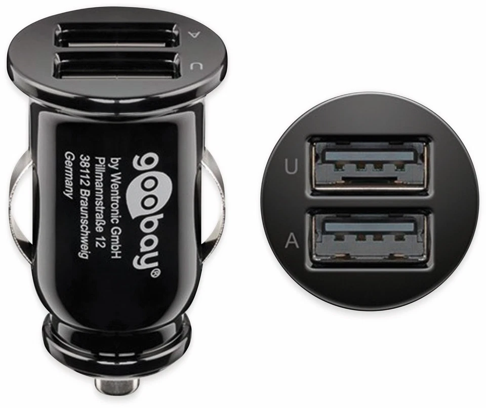 GOOBAY USB-Lader KFZ, 44177, 2,4 A, 2-fach, schwarz - Bild 1 von 1