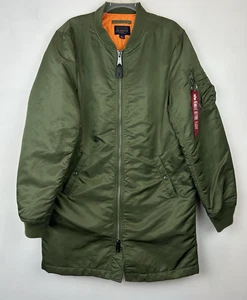 Alpha Industries Jacket Mens XL Green MA-1 Long Bomber Green Casual Streetwear - Picture 1 of 14