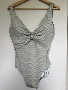 John Lewis Swimsuit Sage Green Stripe Size 14 - Picture 1 of 5