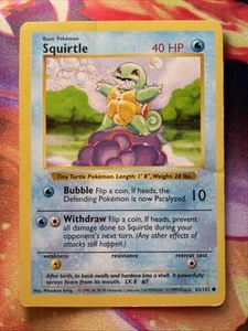 Squirtle 63/102 MP-DMG Set de Base Sans Ombre 1999 WoTC Pokemon TCG - Photo 1/7
