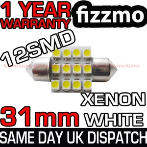 12 LED SMD 269 30mm 31mm BIANCO TARGA INTERNO TESTATA LAMPADINA A SILURO - Picture 1 of 1