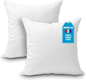 Square Throw Pillow Insert 20 X 20 Inch, Set of 2, Polyester, Made in USA - Picture 1 of 12