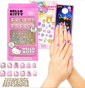 Sanrio Hello Kitty Nail Art And Press On Nails W/ Hello Kitty Tattoos - NEW - Picture 1 of 3