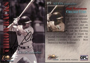Kevin Connacher Signed 2001 Royal Rookies Throwbacks #9 Card Chicago Cubs