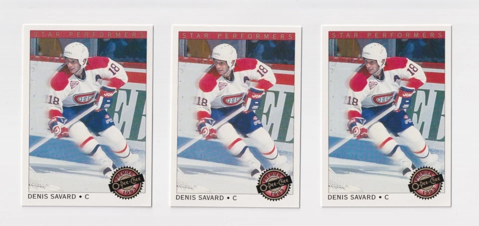 1992-93 O-PEE-CHEE Premier STAR PERFORMERS Insert # 6 Denis Savard CANADIENS - Image 1 of 3