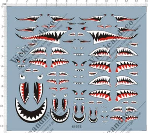 Universal 1/144 1/72 1/48 1/32 Military Aircraft Shark Jaw Model Kit Water Decal - Bild 1 von 1