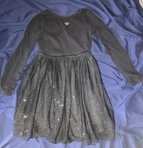 H&M Girls Long Sleeve Black Dress Sparkles Tutu Size 5T/6 Rhinestone Bow - Picture 1 of 17