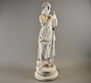 CHARLES PERRON Antique Original Signed Faneuse Spelter Figure Statue Sculpture - Picture 1 of 12