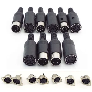 DIN 3 4 5 6 7 8 Pin Male Female Plug Solder Connector Female Socket Panel Mount - Picture 1 of 7