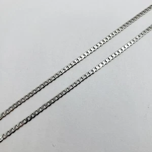 10K White Gold Solid Cuban Link Chain Curb High Quality Necklace 2mm 16"~30" - Picture 1 of 14