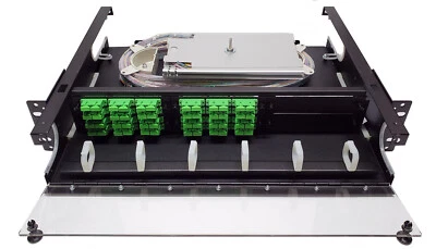 48 Fiber 2RU Rack Mount w/ 24 SC/APC Duplex Adapters, Singlemode Pigtails & Tray - Image 1 of 4