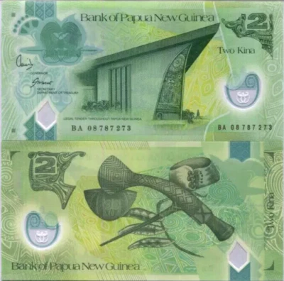 Papua New Guinea 2 KINA P-28 2008 Papuan Music Polymer UNC Currency BANK NOTE - Image 1 of 4