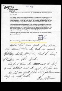 FAN LETTER RESPONSE - BEN FLOWERS, RED SOX: TED WILLIAMS MEMORIES, BAS CERTIFIED - Picture 1 of 2