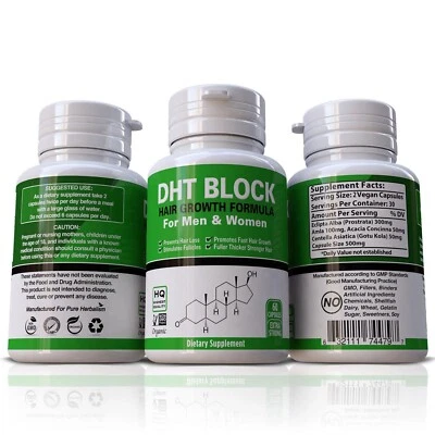 DHT BLOCKER HAIR FAST GROWTH HERBAL PILLS PREVENT ANTI LOSS STIMULATE 60 CAPS - Image 1 of 3