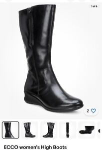 NIB ECCO women's High Boots Black Leather Gore-tex Waterproof high Boot 9