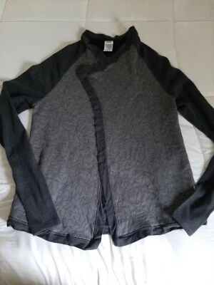 Cárdigan chaqueta de calentamiento VSX Victorias Secret gris jaspeado medio frente abierto Foto 1 de 4