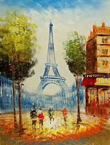 Eiffel Tower Paris Scene A1+ High Quality Canvas Print - Picture 1 of 1