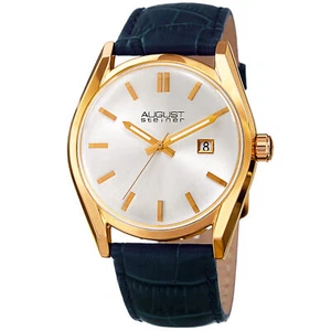 Women's August Steiner AS8221BU Quartz Movement Date Genuine Leather Strap Watch - Picture 1 of 4