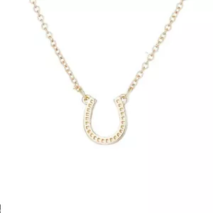 Gold Plated Horseshoe Pendant Necklace Good Luck Charm Horse Shoe - Picture 1 of 6